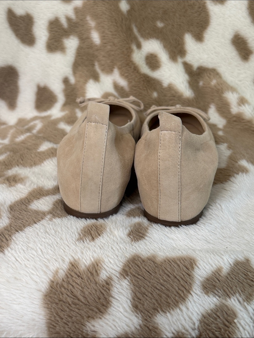 Abeo Taupe Suede Bow Ballet Flats - Picture 4 of 6